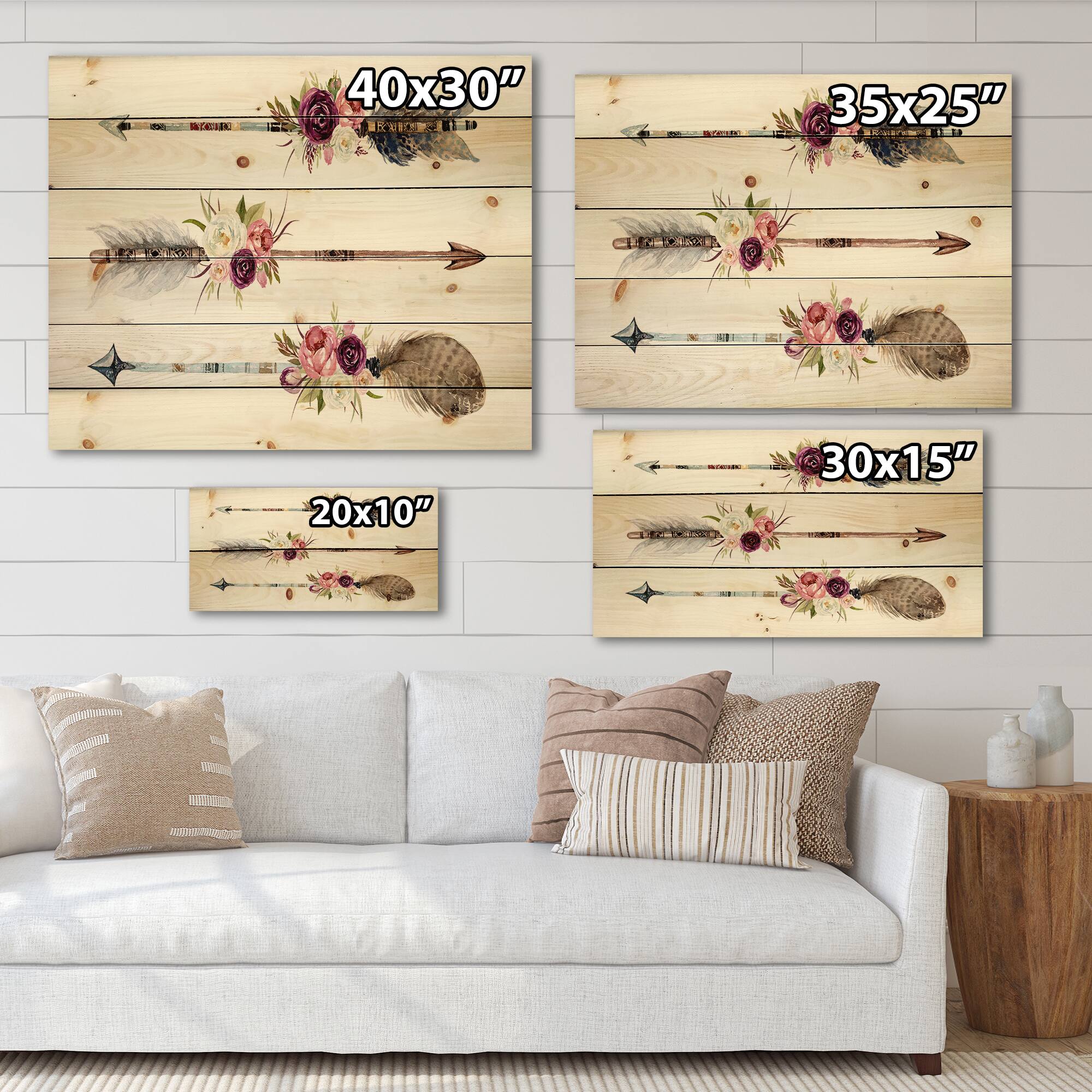 Designart - Ethnic Feathers and Flowers On Native Arrows III